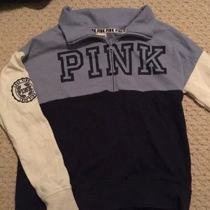 Color-block Pink Quarter Zip Sweatshirt